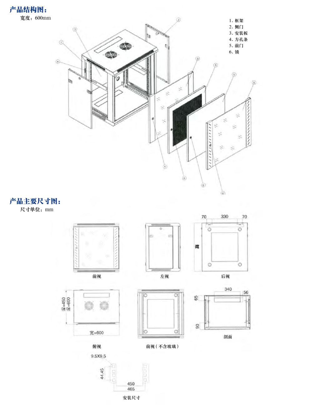 标准B型挂墙式网络机柜BYD CABINET(图2)